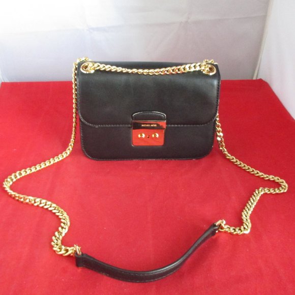 Michael Kors Sloan Editor Medium Chain Shoulder Bag, Cross-Body $278 Black #047 - Picture 1 of 16